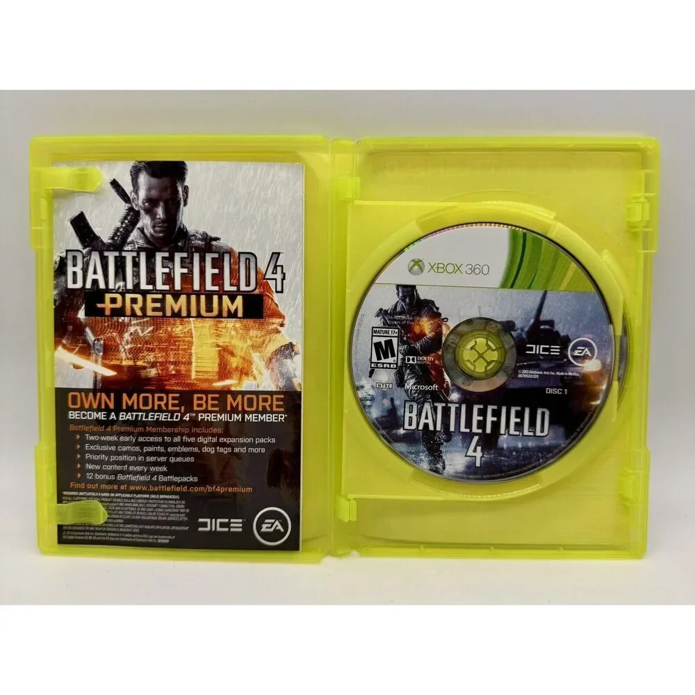 Battlefield 4 Microsoft 2013 Xbox 360‎ Two Disk Set Game Case Tested